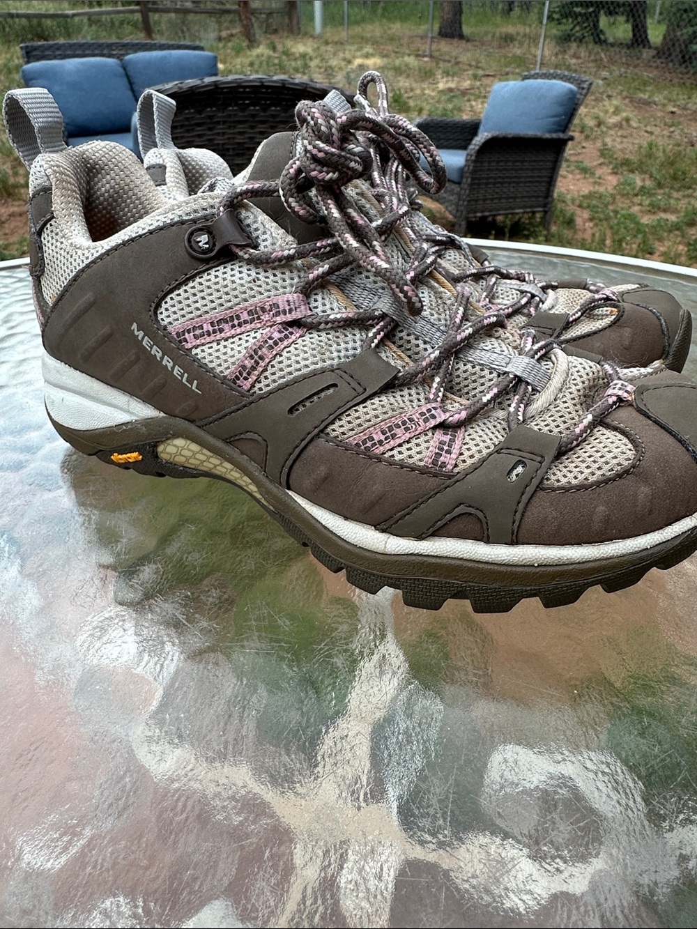 Merrell Women's Taupe and Pink Trail Hiking Shoes - Picture 5 of 7